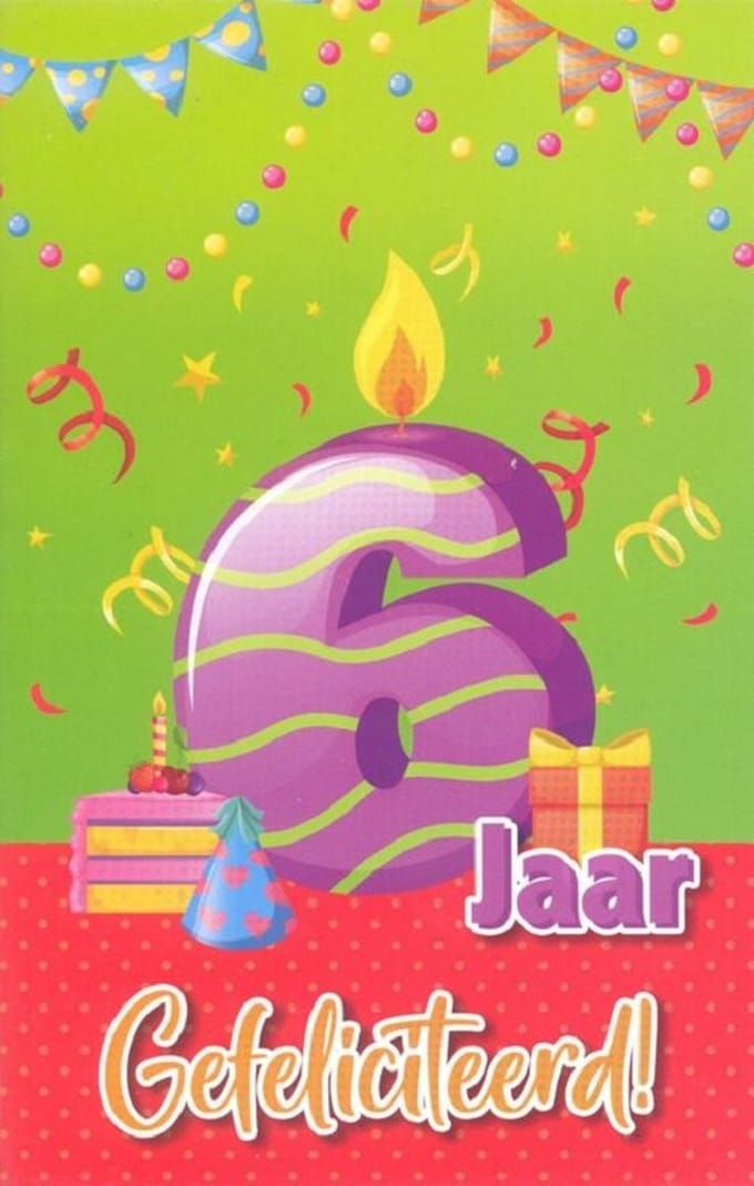 Wenskaart 6 Jaar Gefeliciteerd - Gratis verzonden
