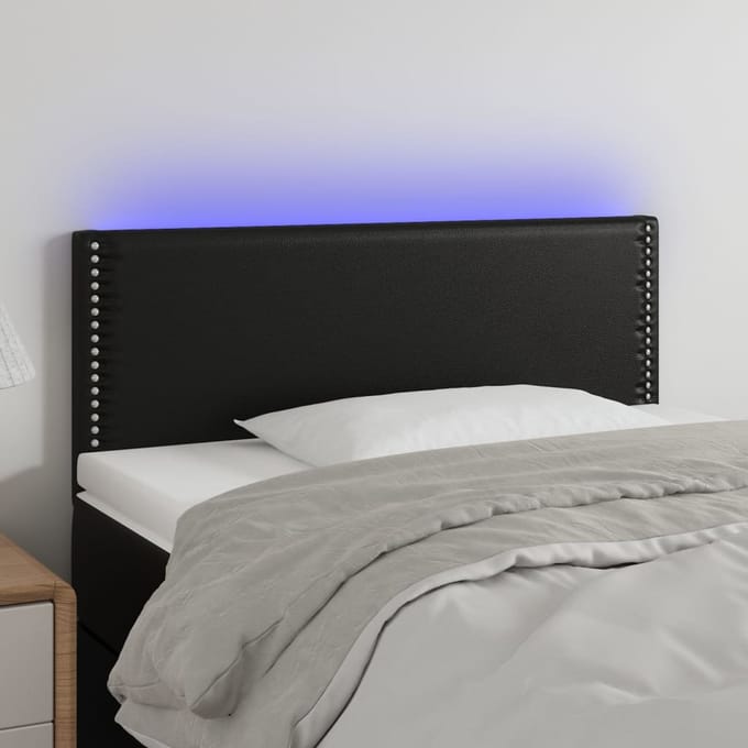 vidaXL - Hoofdbord - LED - 100x5x78/88 - cm - kunstleer - zwart