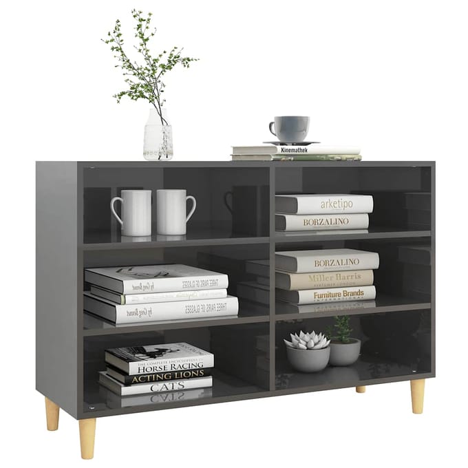 vidaXL - Dressoir - 103,5x35x70 - cm - bewerkt - hout - hoogglans - grijs