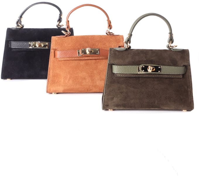 Giuliano lederen Suede handtas Meluna - Made in Italy - Cognac