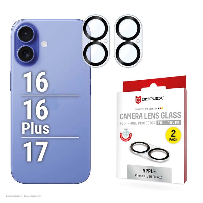 Displex CamGlass All-In-One Camera Protector geschikt voor Apple iPhone 16 / 16 Plus / 17