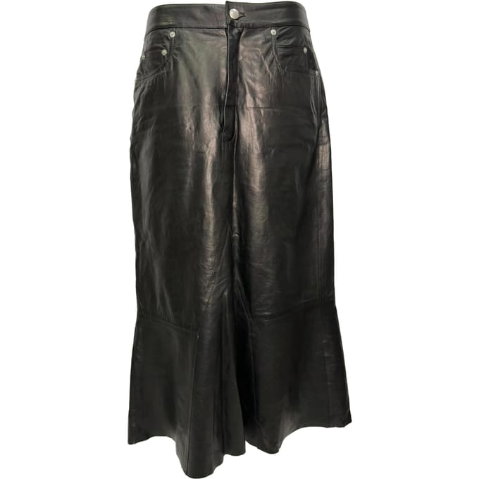 Rick Owens gekreukte midi-rok van zwart lamsleer