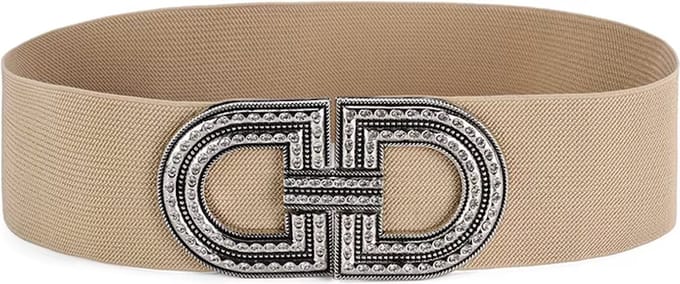 Elastische Riem - Double-D Beige | Polyester / Elastaan | Maat 36 t/m 42 | Fashion Favorite