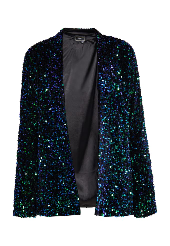 Faina Blazer met pailletten Dames Blauwgroen veelkleurig