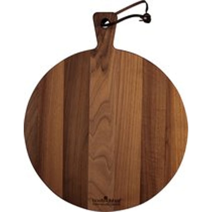 Borrelplank rond met gat Ø 24 x 2 cm - walnoot hout