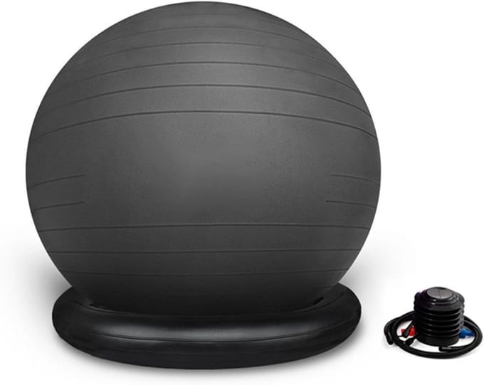 Zitbal Bureaustoel - Yogabal Balansbal - Ergonomisch Zitten - Met Ringbasis - 55 cm - One Color