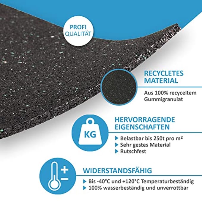 Terrasplanken en Rubber Granulaat Pads 100 x 50 mm - Keuze in Dikte en Aantal