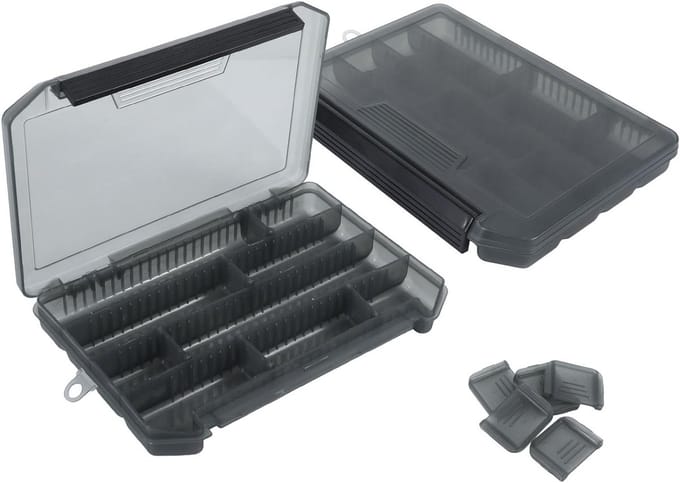 Lure Box voor Vissen, Plastic Visdoos met 10 Verstelbare Scheidingswanden, Ideaal voor Aas en Visspullen, Zwart