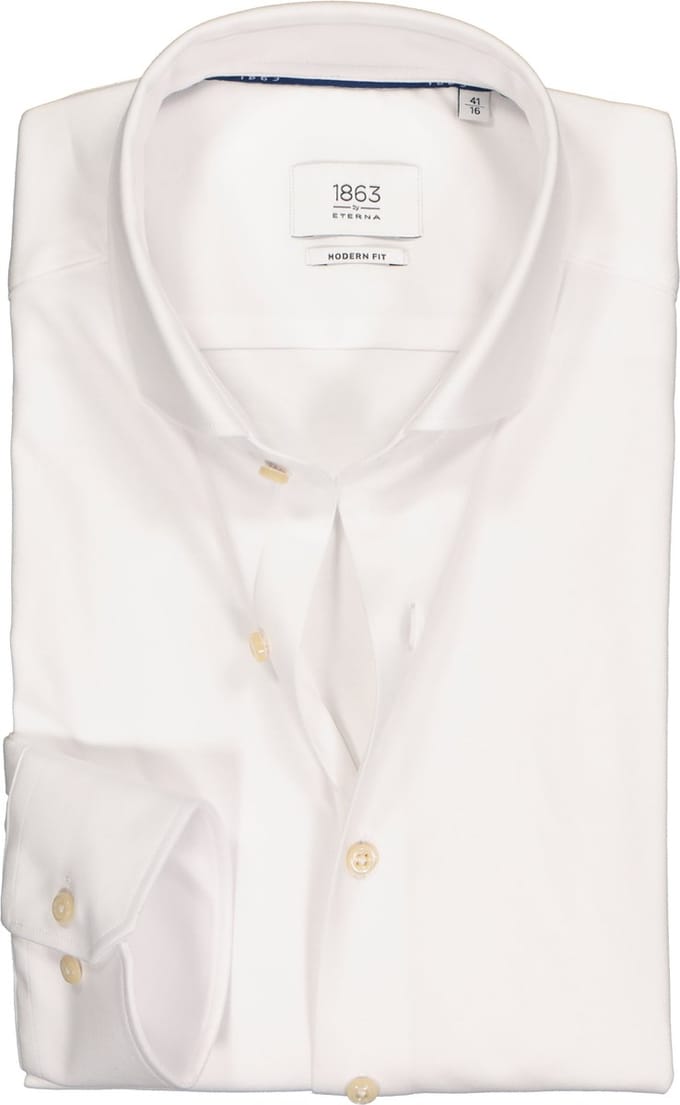 ETERNA modern fit overhemd - jersey heren overhemd - wit - Strijkvriendelijk - Boordmaat: 44