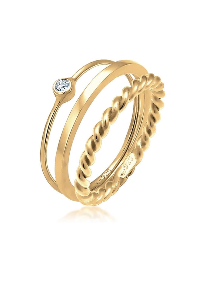 Elli - Ring - Dames Set eenzaam met kristal gedraaid in 925 sterling zilver - Dames