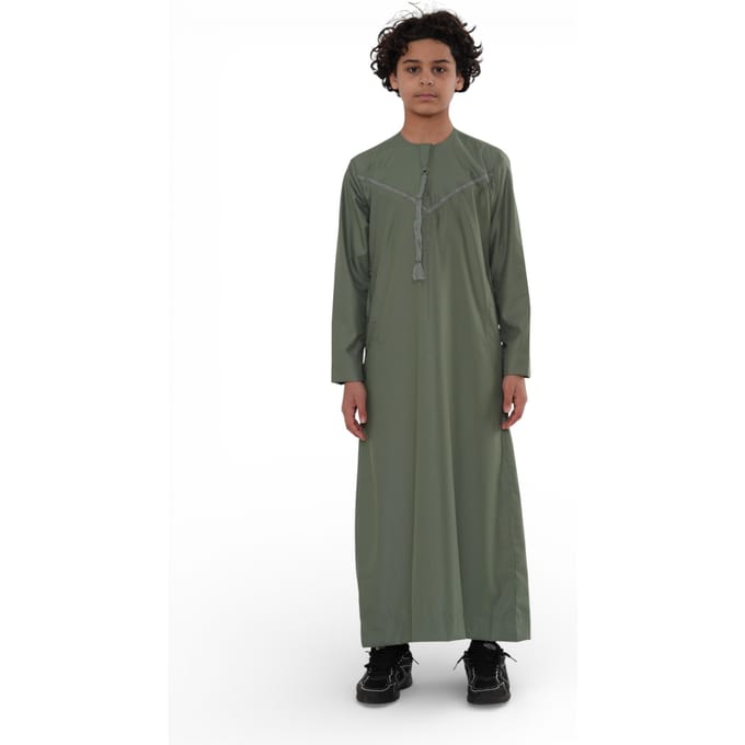Kinderen Jongens Ramadan Eid Olijfgroen Marokkaanse Jubba Robe Djellaba Thobe - K-TT008