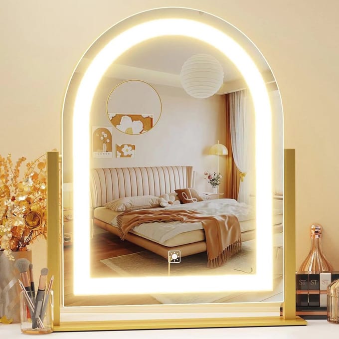 Grote LED Make-up Spiegel met Verlichting en 360° Rotatie