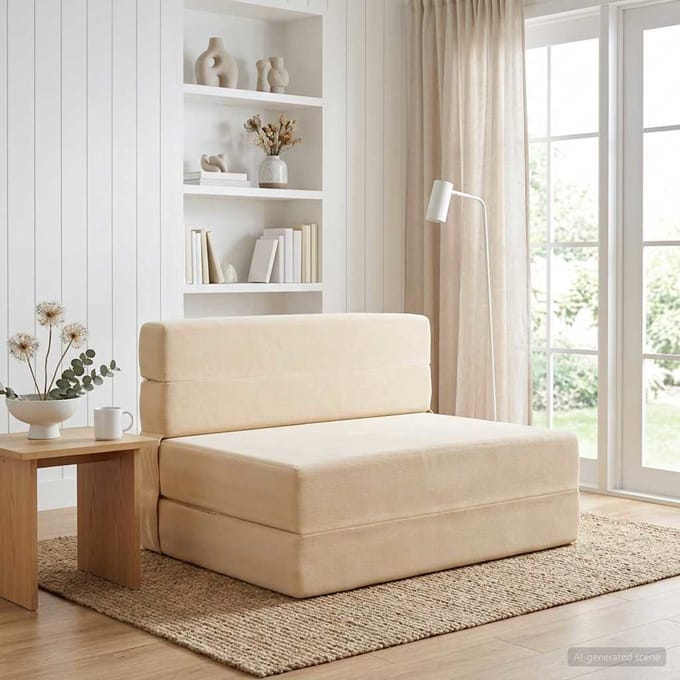 vidaXL - Vouwbare - Sofa - Bed - Crèmekleurig - 70 - x - 72 - x - 60 - cm - Stof
