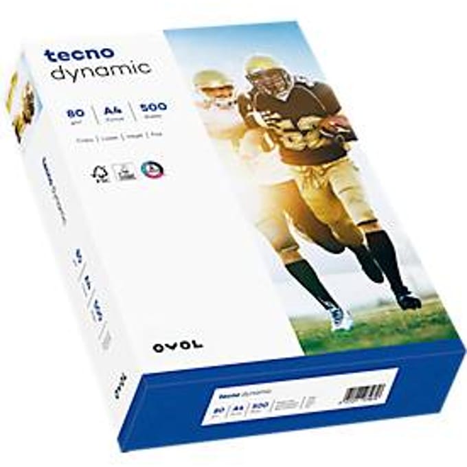 Kopierpapier tecno dynamic, DIN A4, 80 g/m², hochweiß, 1 Karton = 5 x 500 Blatt