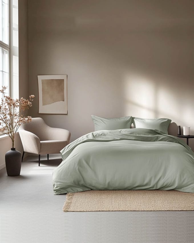 HOOMstyle Dekbedovertrek met kussenslopen - luxe micro Percale - dekbedovertrek - 140x220cm - 1 persoons - Aloë Vera Groen