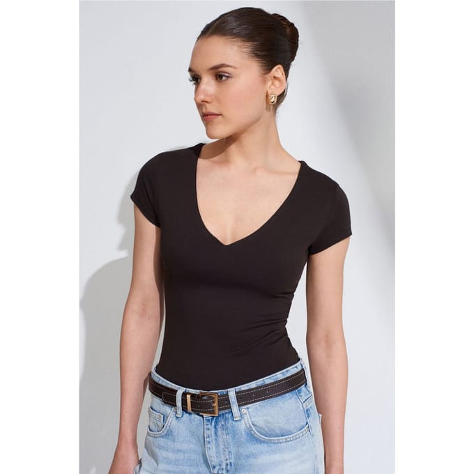 Slim Fit V-hals Gebreide Blouse