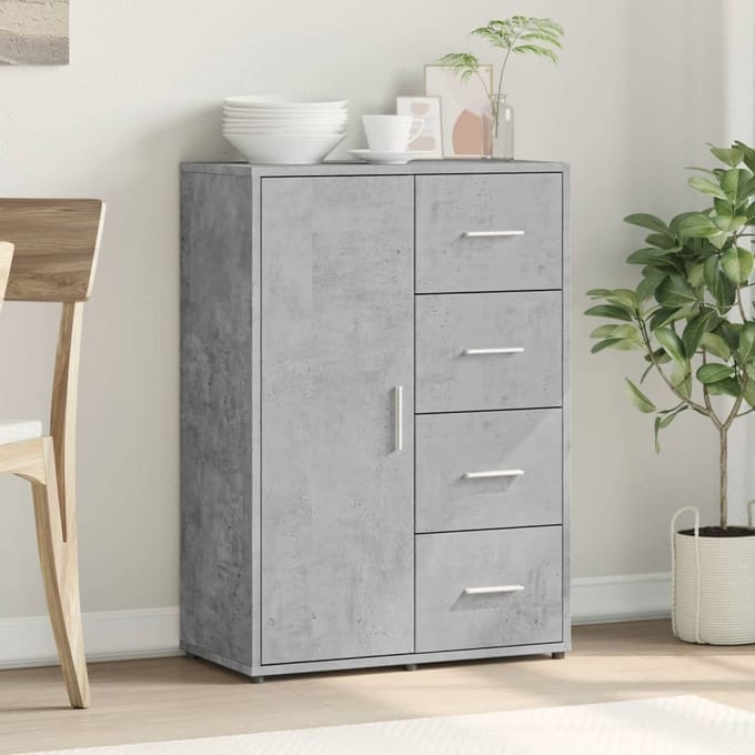 vidaXL - Dressoir - 60x31x84 - cm - bewerkt - hout - betongrijs