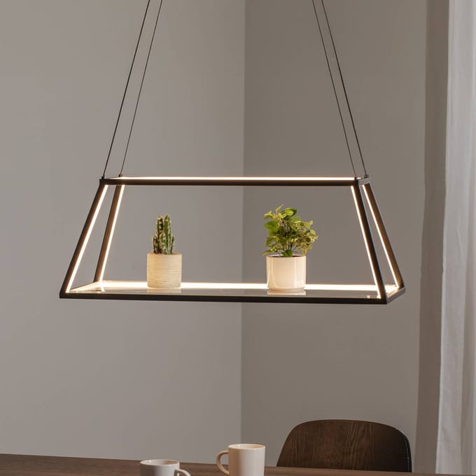 Lucande LED hanglamp Mensola, zwart, aluminium, 75 cm