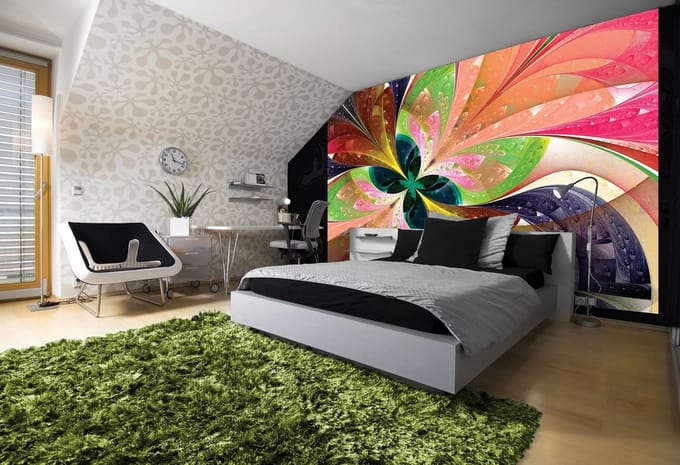 Abstract flowers wallcovering