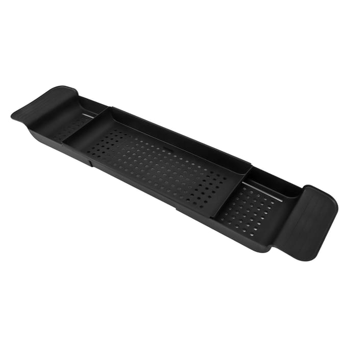 Badplank Over Bad Intrekbaar Plastic Over Rek Handdoek Boek Houder Opbergorganizer Zwart wit