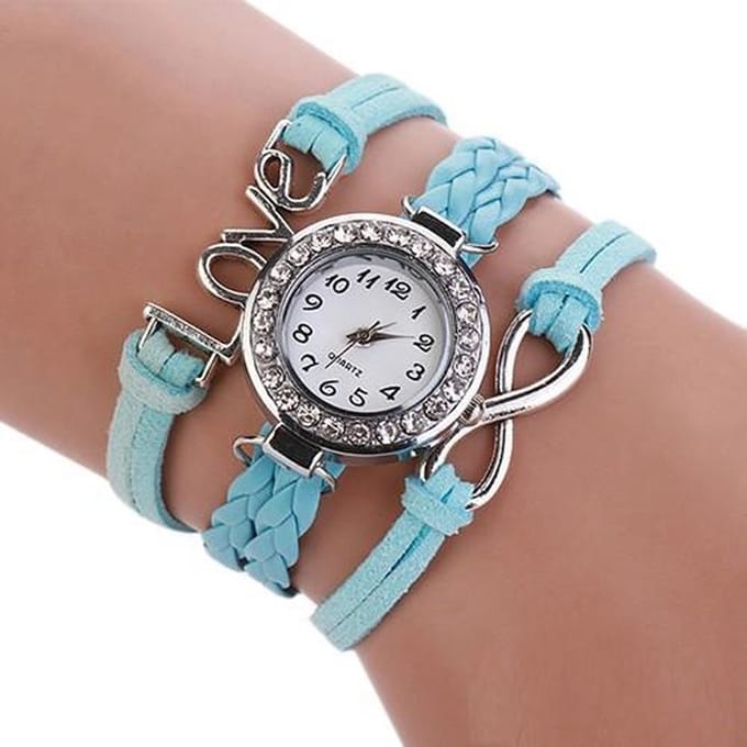Fako - Armband Horloge - Multi Infinity Love - Lichtblauw