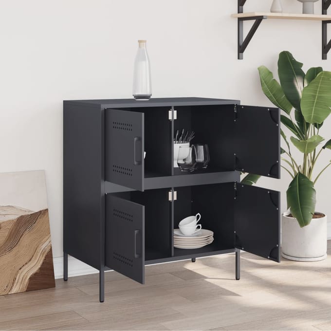 vidaXL - Dressoir - 68x39x79 - cm - staal - antracietkleurig