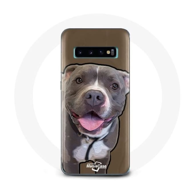 Hoesje voor Samsung Galaxy S10 Edge Pitbull Dog Wit Grijs
