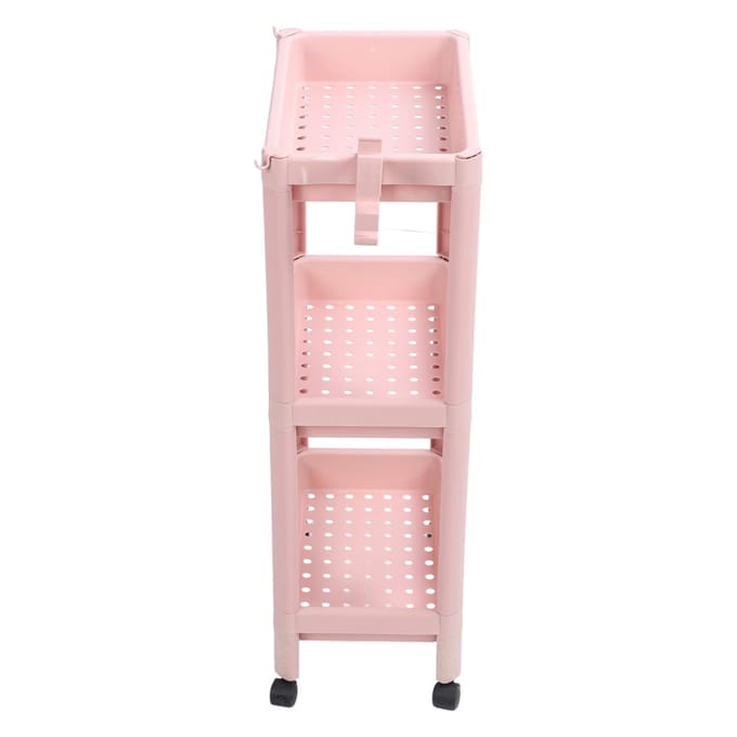 Badkamer Vloer Opbergrek Meerlaags Stabiel Duurzaam Staand Rek Unit Vrijstaand Hoek 3 Layers (with Wheels) gray