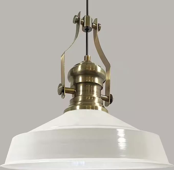 Bamyum Hangende Metalen Lamp Ø41 cm, E27, Vintage Lamp, Wit Binnenkant