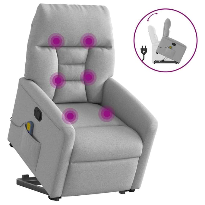 vidaXL - Sta-op-massagestoel - verstelbaar - stof - wolk - grijs