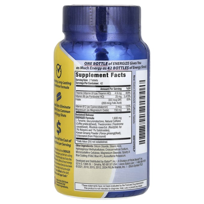 Isatori, Energize, Energiepillen voor de hele dag, 84 tabletten