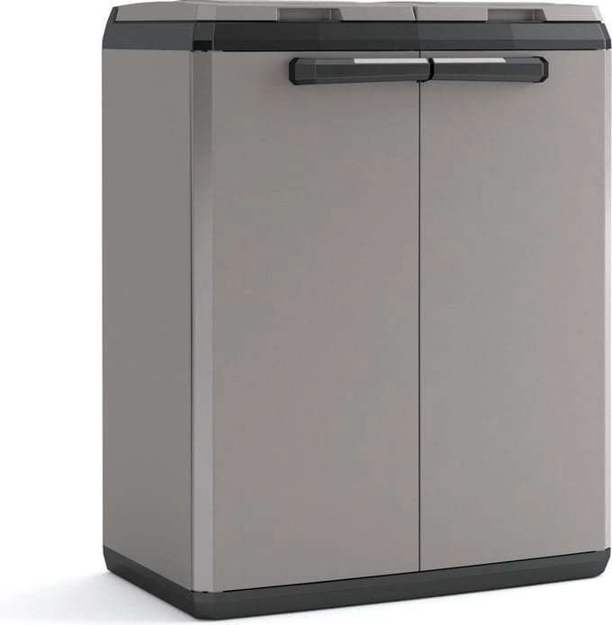 Keter Split Basic Recycling Vuilnisbak voor buiten - 68x39x85 cm - Grijs/Zwart