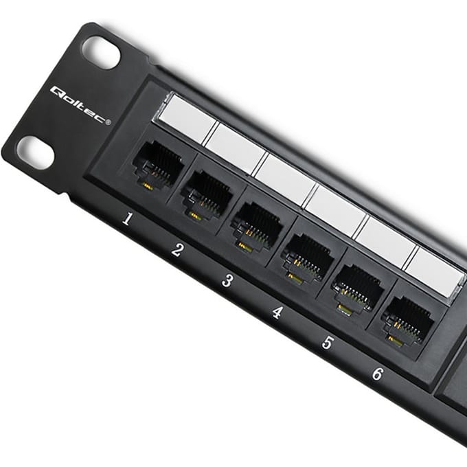 Qoltec Patchpaneel RACK |   24 Poorten |   Cat.5E UTP |   Zwart