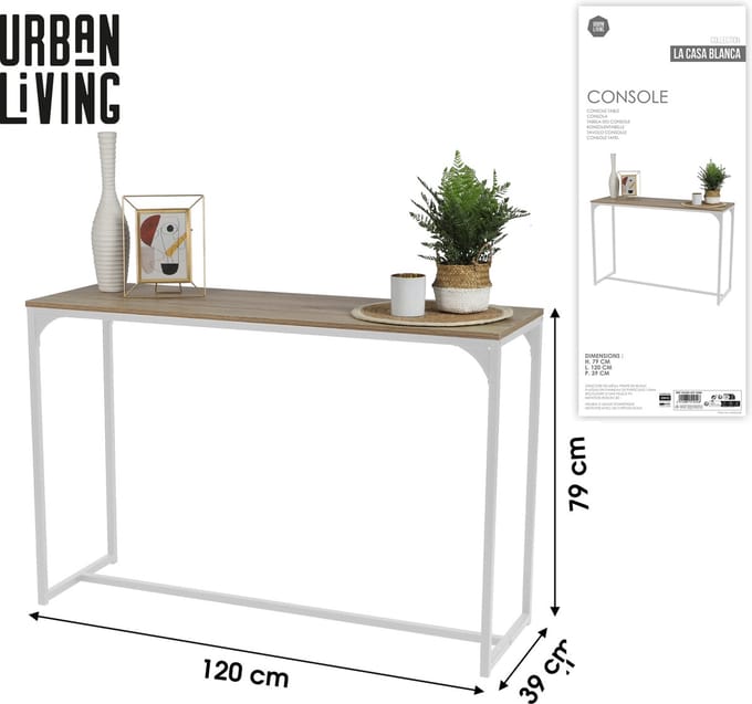 "LA CASA BLANCA" Console met wit metalen frame 120x39xH79 cm