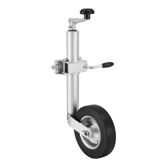 Aanhangerkrik met Wiel, 150 kg Laadvermogen, Robuuste Bout-op Aanhangwagendisselkrik met Enkel Wiel & Ergonomisch Handvat, 230 mm Hefhoogte, Past