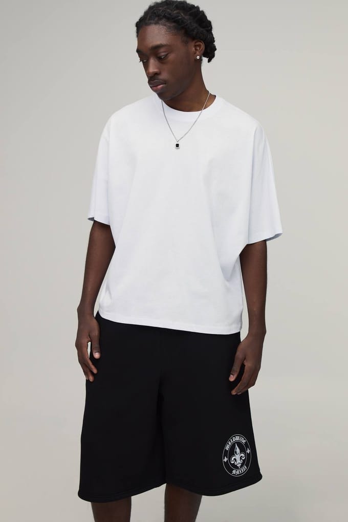 Oversized Fleur Di Lis T-Shirt and Jort Set | Mono | Size Medium