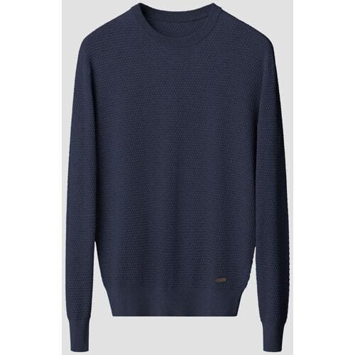 Eton Trui Luxury Egyption Organic Cotton Solid Color Texture Knit Donker Blauw / male