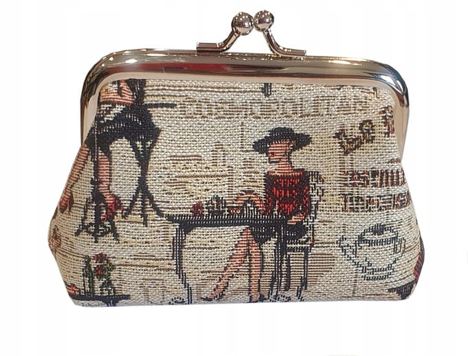 JedeKa Paris Gobelin Portemonnee Dames - Beige, 8x11 cm