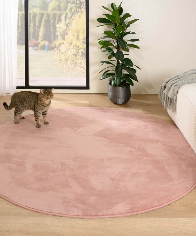 Rond zacht vloerkleed - Plush roze 200