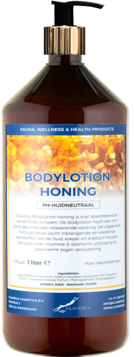Bodylotion Honing 1 liter met gouden pomp