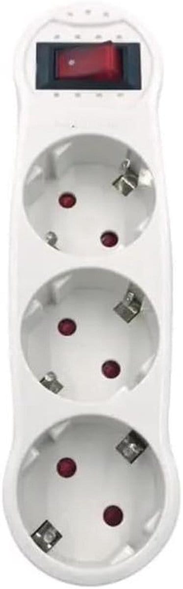 Schuko-adapter met schakelaar - Stekkerverdeler - Ruimte maximaliseren - 3-voudige aansluiting - 16A 250V - Wit