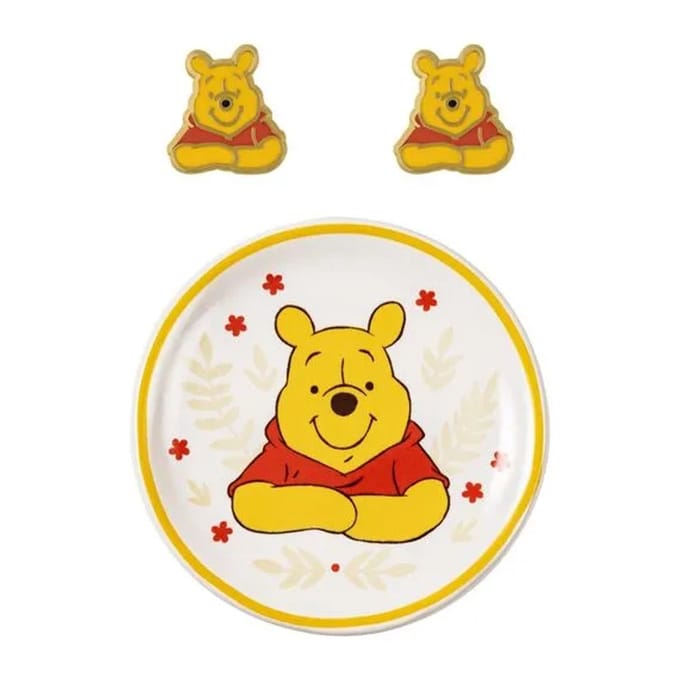 Winnie The Pooh Earrings and Trinket Tray Set