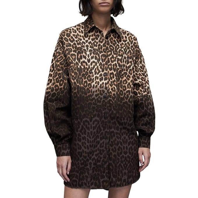 AllSaints Lily Leppo Shacket D Animal Brown Taglia: M | Sovracamicie Outlet | Donna | Marrone