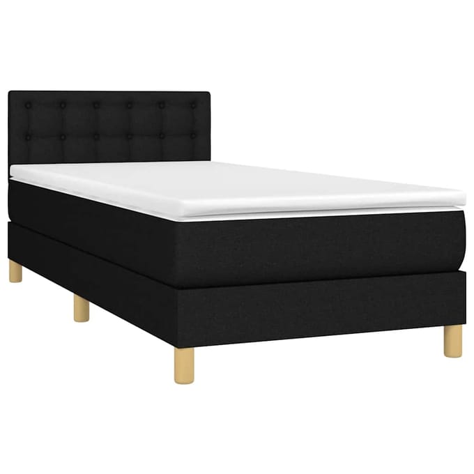 vidaXL - Boxspring - met - matras - en - LED - stof - zwart - 80x200 - cm