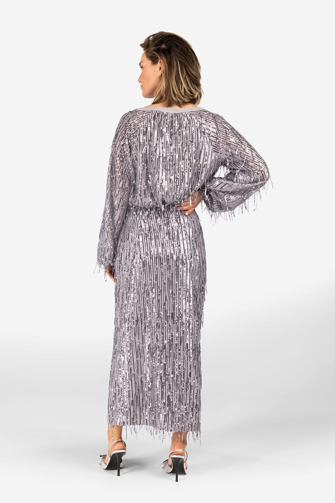 Ibana Folette - Party Tops Grey Fringed Maat: 38 | Blouses Outlet | Dames | Grijs