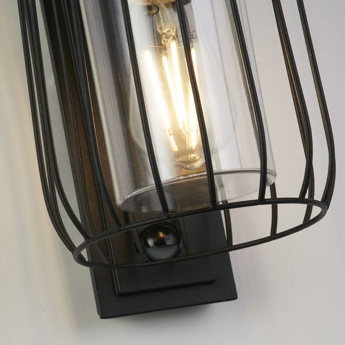 Searchlight Riet buitenwandlamp, IP44, zwart, metaal