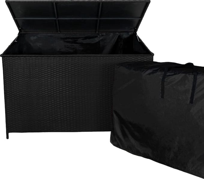 Kussenbox - rotan - 582 l - zwart