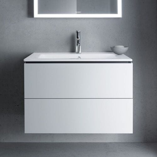 Duravit Me by Starck washbasin with L-Cube vanity 83 x 49 cm with 2 drawers LC624101818-1-S