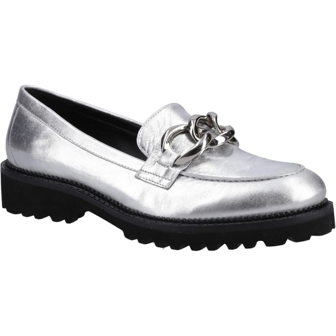 Hush Puppies Gianna Leren Dames Zilveren Instappers