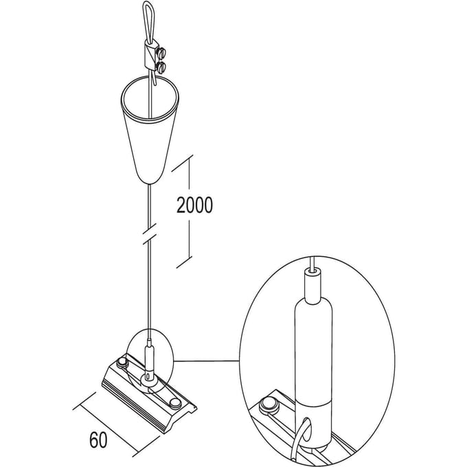 Ivela LKM kabelophanging 200 cm, wit, kabelspanner